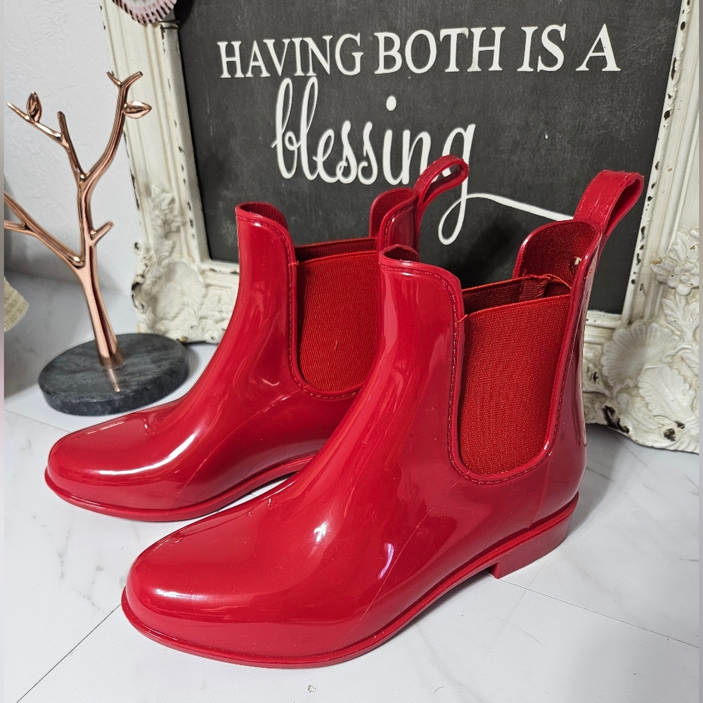 New Women Raindrop Rain Boot -Red Spring step shoes Size 6 - Picture 2 of 5